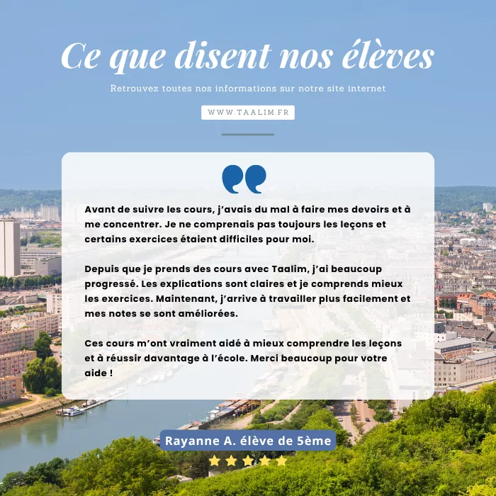 Témoignage d’un élève de 5ème sur les cours Taalim