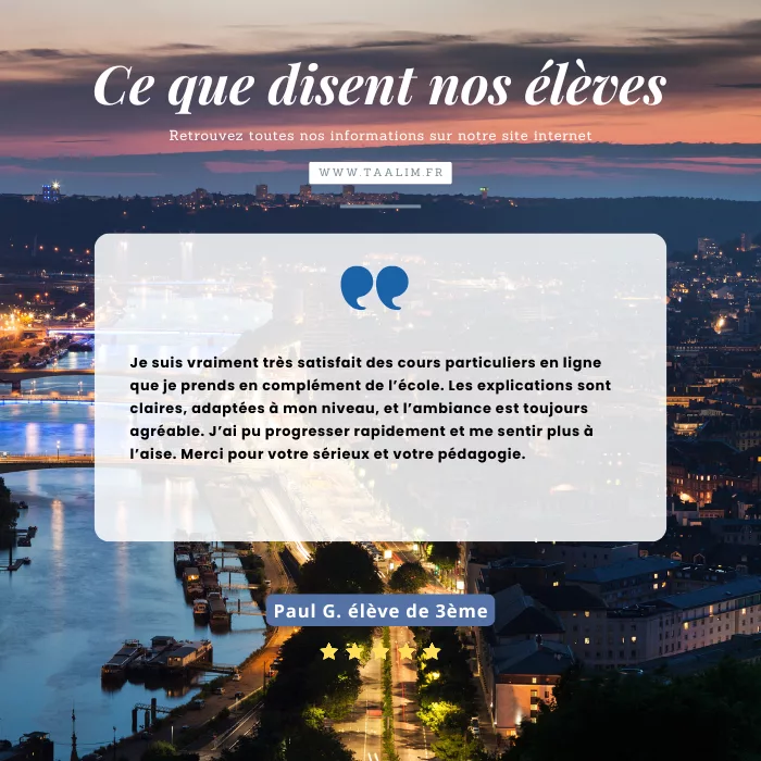 Témoignage d’un élève de 3ème sur les cours particuliers en ligne Taalim